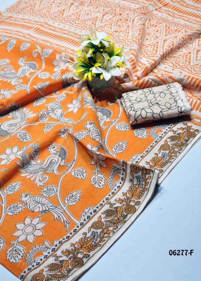 Meeyazh - 06277-F  Carrot Orange Color Pure Cotton Saree CM1215238 [RR7D]