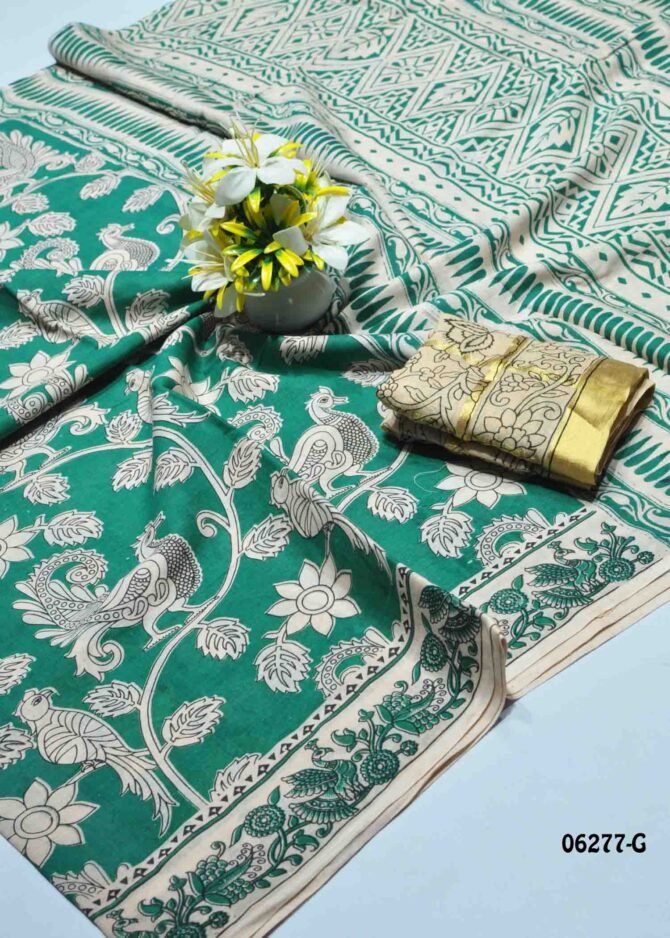 Meeyazh - 06277-G  Turtle Green Color Pure Cotton Saree CM1215238 [RR7D]
