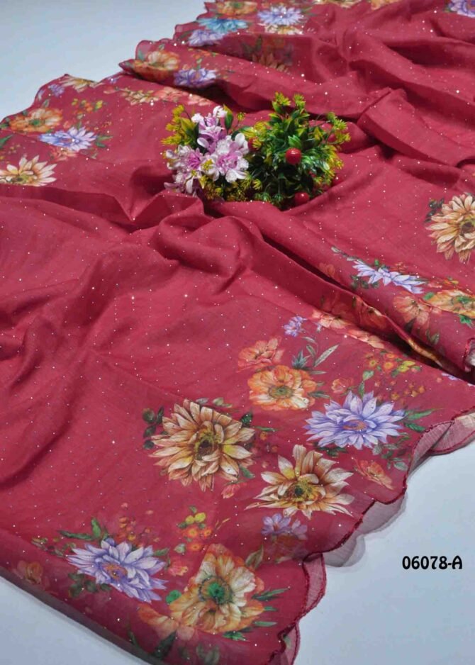 Prayuktha - 06078-A  CherryRed Color Excellent Fancy Cotton Saree CM1231044 (RR7D)