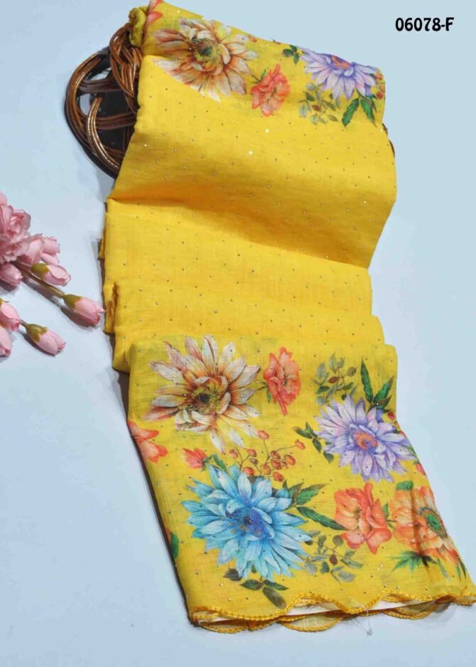 Prayuktha - 06078-F  BrightYellow Color Excellent Fancy Cotton Saree CM1231044 (RR7D)