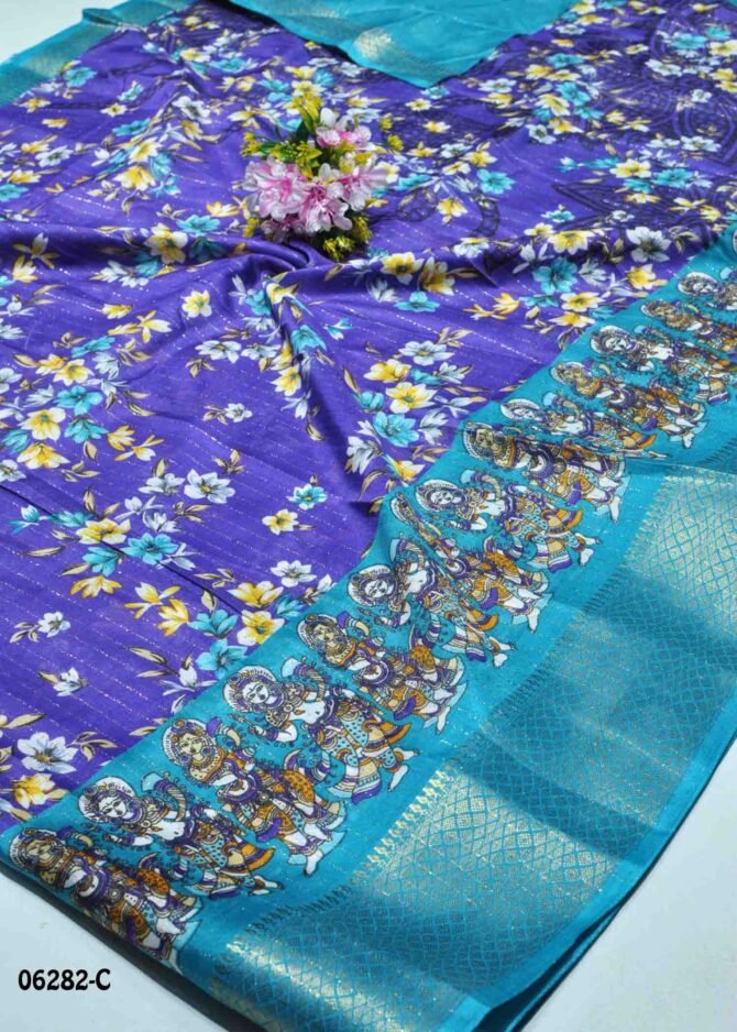 Lakshana - 06282-C   Violet Color Zari Border Dola Silk Saree CM1216672 (RR7E)