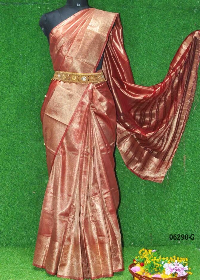 Pranavika - 06290-G   Red Color Simply Tissue Saree CM1232991 (RR8C)