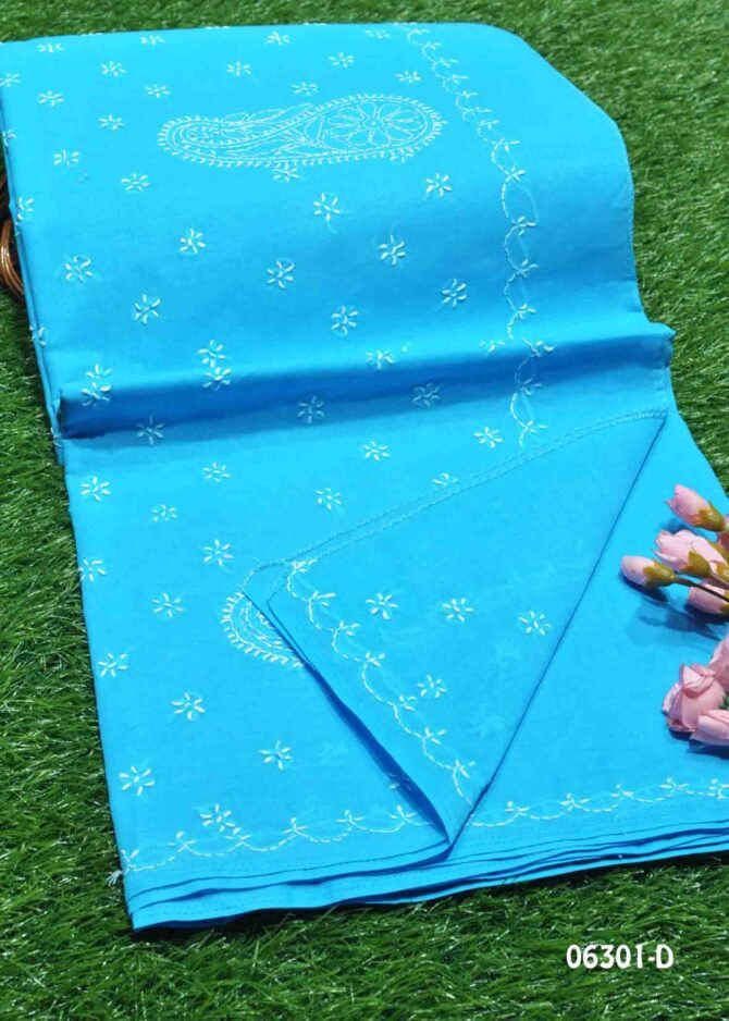 Mahara -06301-D Sky Blue Color Summer Cool Pure Cotton Saree CM1205759 [RR5B]