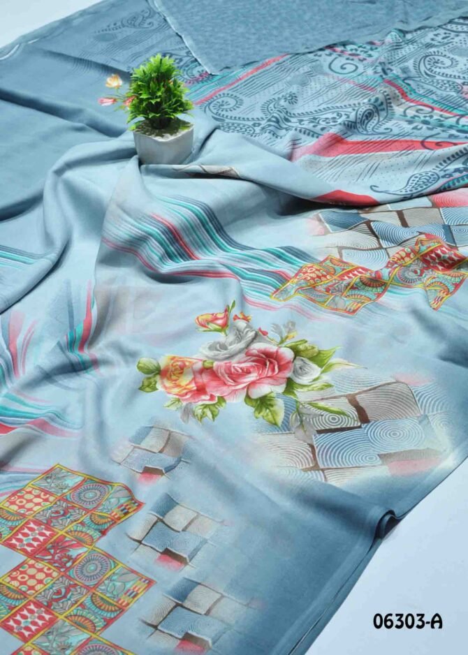 Menaha -06303-A Grey Color Floral Printe Simple Look Soft Georgette Saree CM1226196 [RR5B]