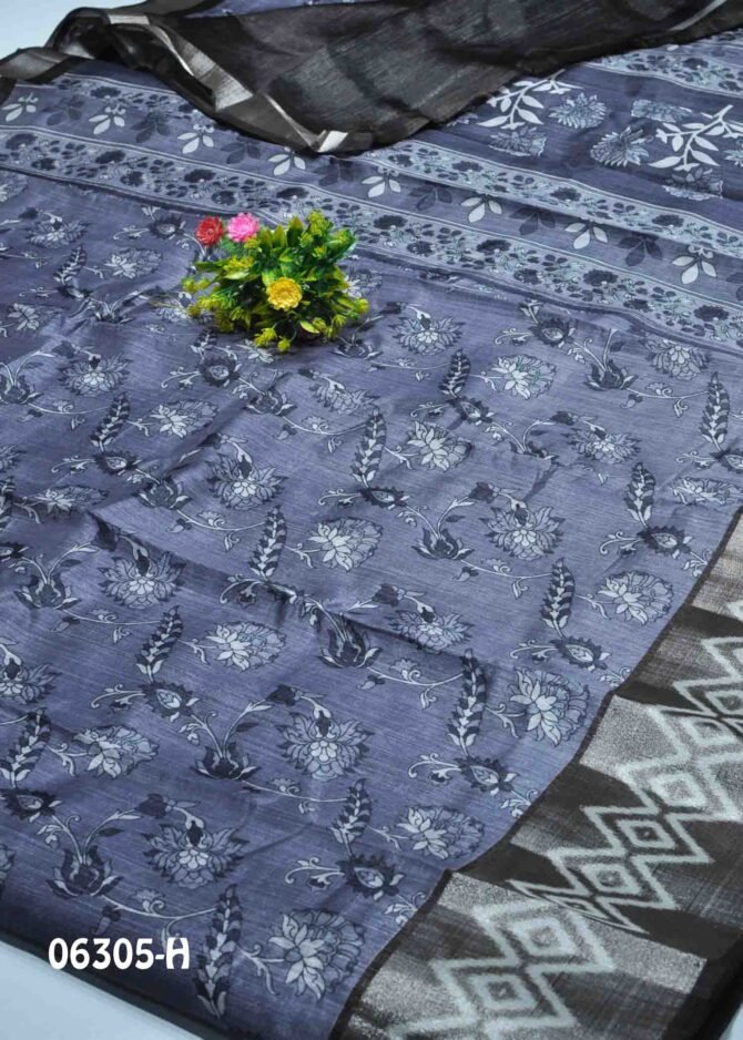 Farha -06305-H Lavender Color Floral Printed Silk Cotton Saree CM1221581 [RR6B]