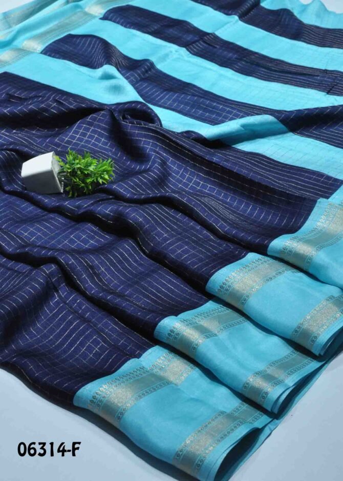 Viviyana -06314-F Midnight Blue Color Elegant Look Checked Synthetic Cotton Saree CM1232250 [RR7B]