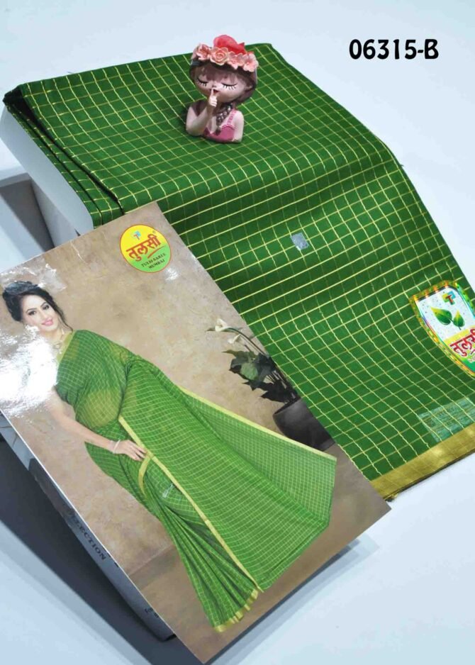 Varshika -06315-B Green Color Checked Simple Look Mixed Cotton Saree CM1221435 [RR7C]