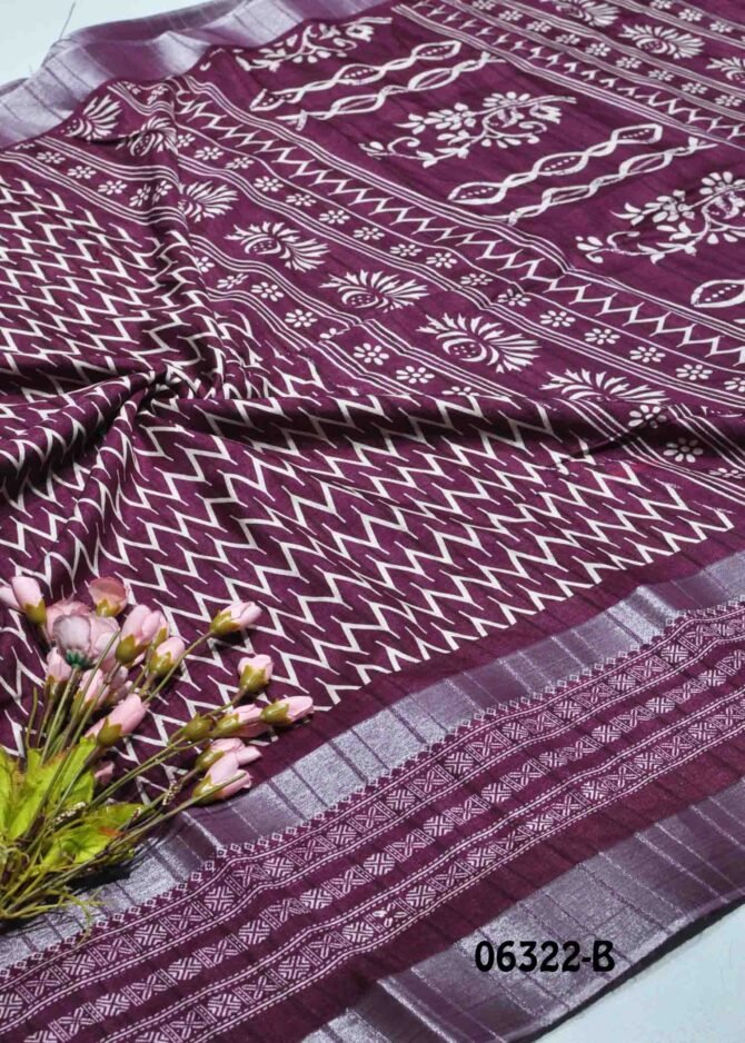 Yaiza -06322-B Purple Color Printed Silk Cotton Saree CM1231326 [RR8C]