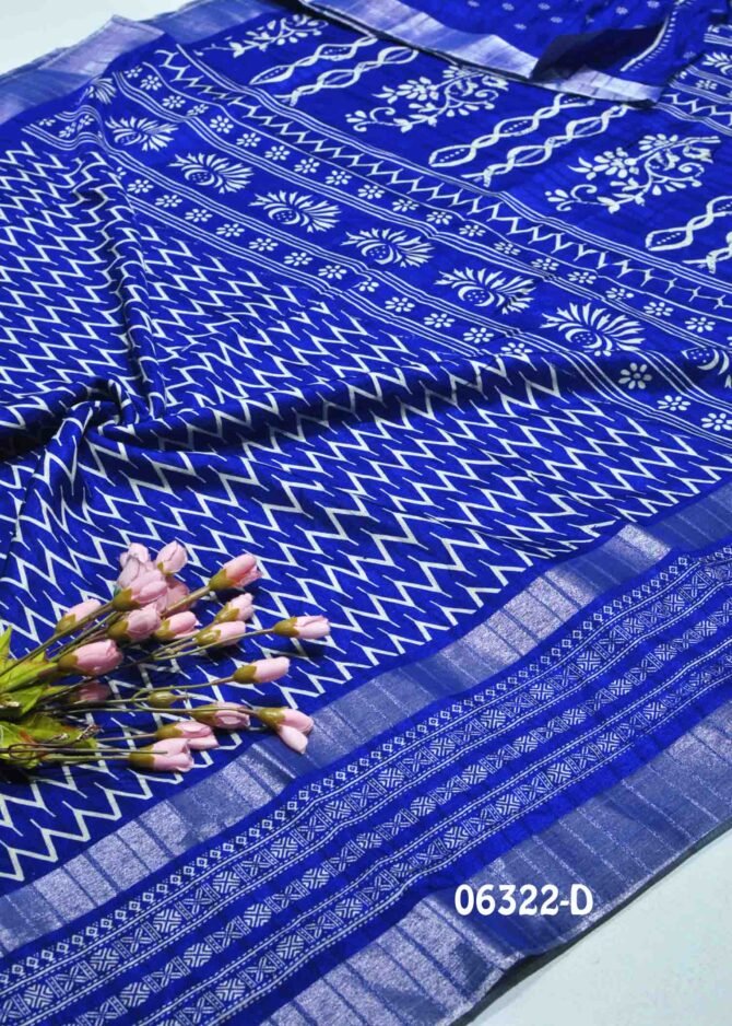 Yaiza -06322-D Admiral Blue Color Printed Silk Cotton Saree CM1231326 [RR8C]