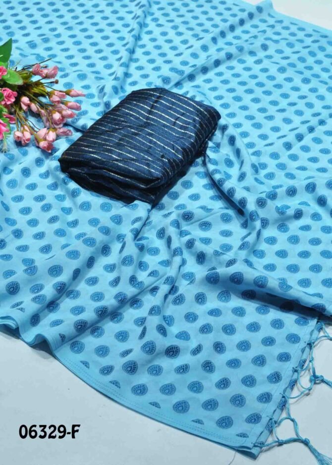 Menaha - 06329-F Sky Blue Color Good Look Pionex Silk Saree CM1233297 (RR10B)