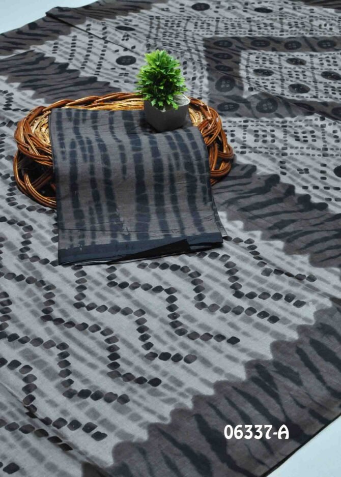 Roshini -06337-A Grey Color Summer Special Battik Cotton Saree CM1211988 [LR2D]