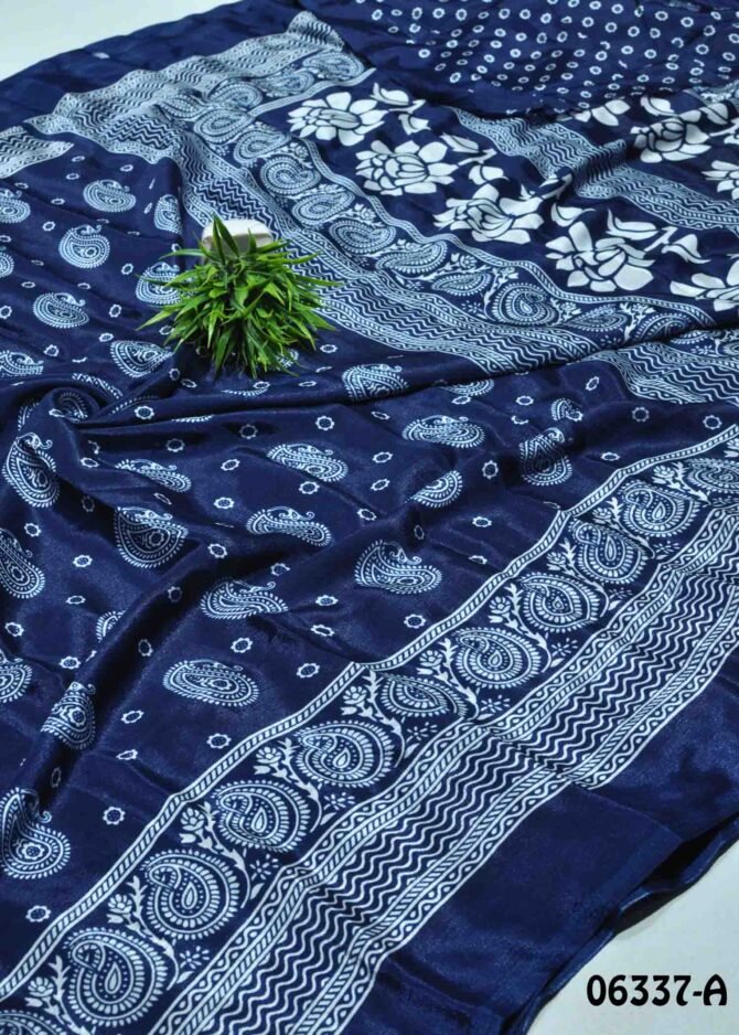 Renuka - 06337-A Royal Blue Color Printed Crepe Silk Saree CM1226490 (LR3B)