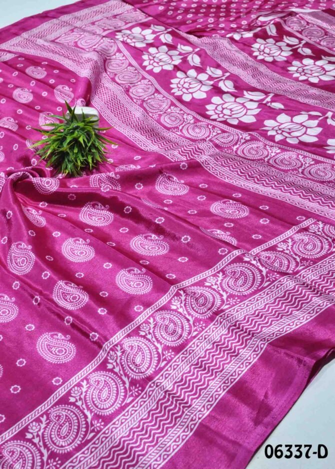 Renuka - 06337-D Magenta Pink Color Printed Crepe Silk Saree CM1226490 (LR3B)