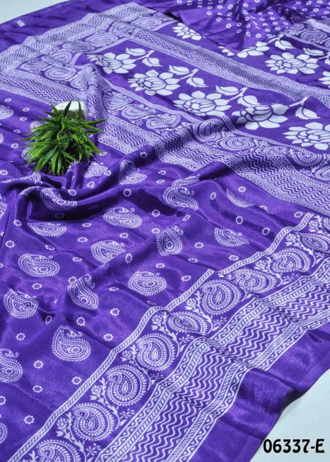Renuka - 06337-E Violet Color Printed Crepe Silk Saree CM1226490 (LR3B)