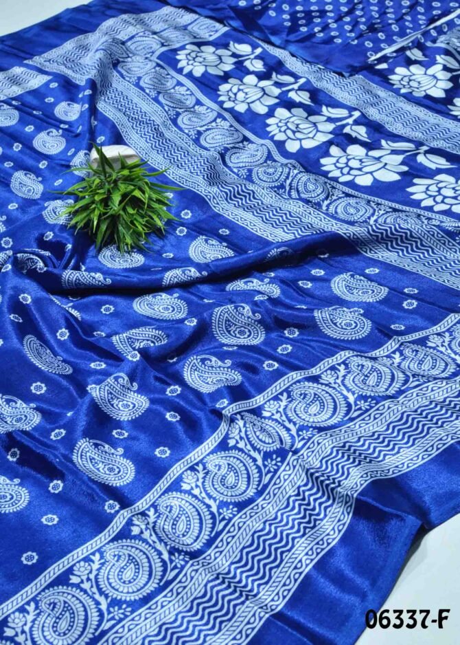Renuka - 06337-F Admiral Blue Color Printed Crepe Silk Saree CM1226490 (LR3B)
