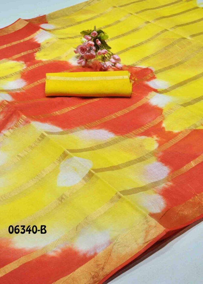 Sandhya -06340-B Yellow Color Summer Wear Pure Battik Cotton Saree CM1233181 [LR3C]