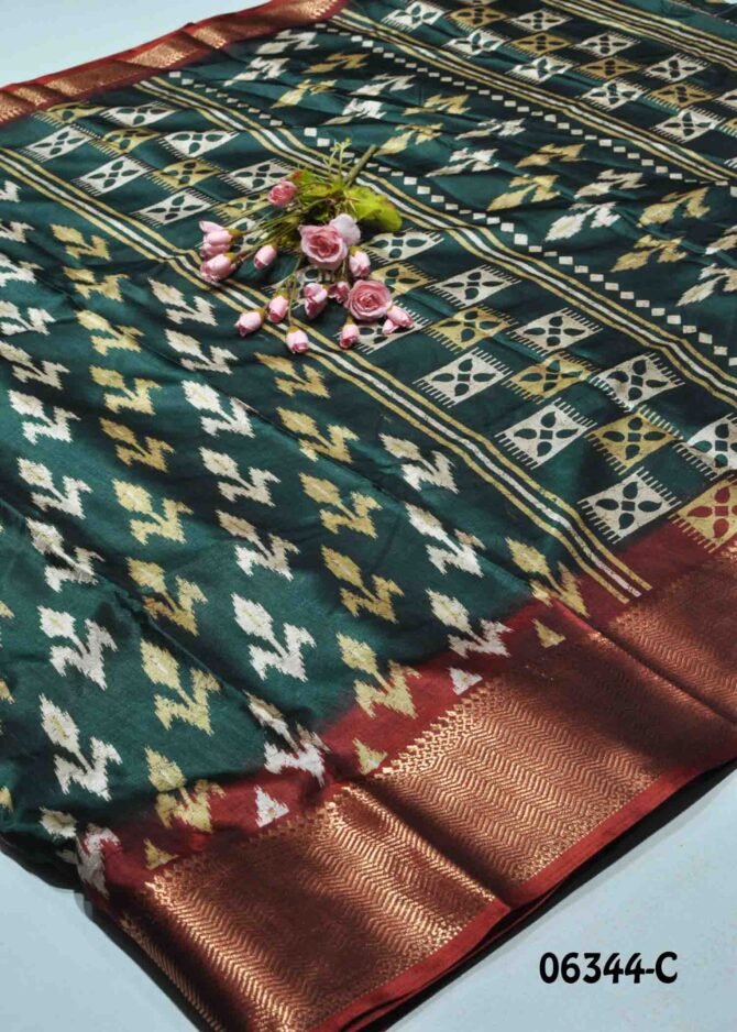 Navya -06344-C Emerald Green Color Printed Fancy Cotton  Saree CM1219568 [LR3B]