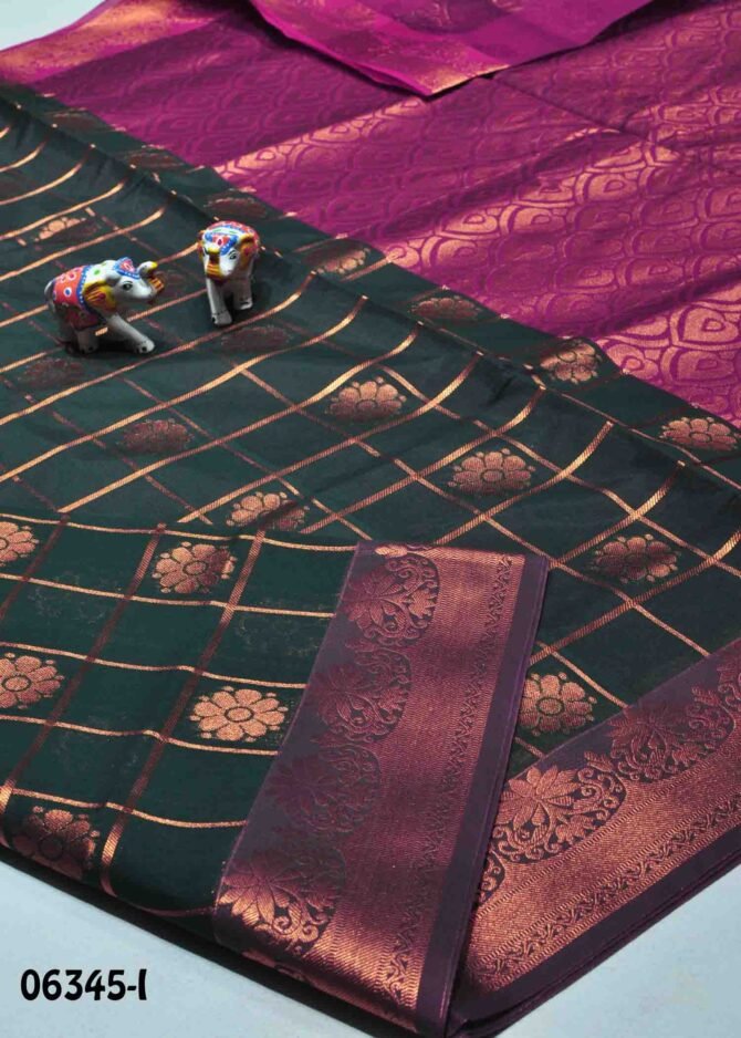 Nivetha -06345-I Dark Green  Color Elegant Look VG Cotton Saree CM1128000 [LR4B]