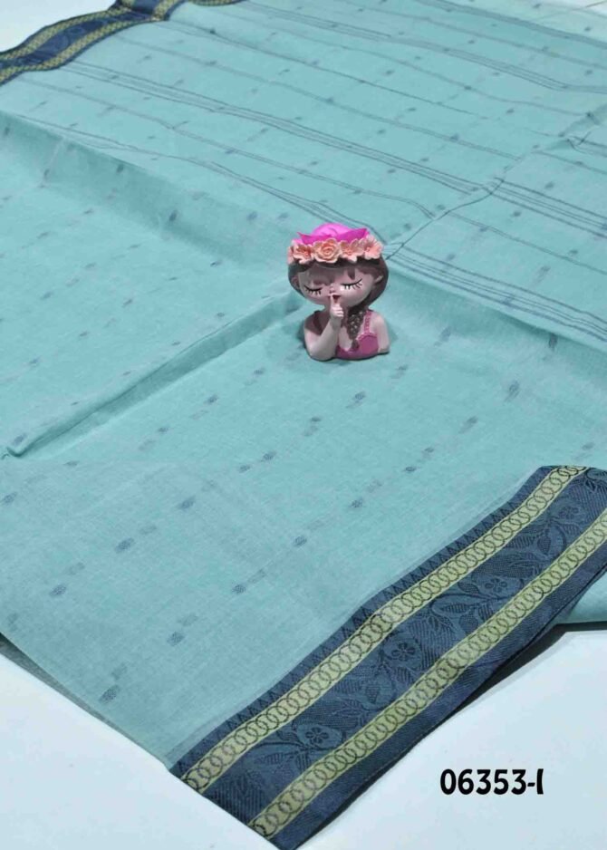 Lakshara -06353-I Powder Blue Color Summer Cool Bengal Cotton Saree CM1236115 [LR5C]