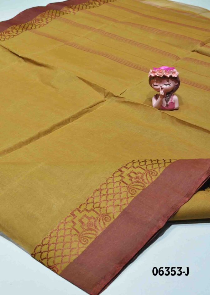 Lakshara -06353-J Birch Brown Color Summer Cool Bengal Cotton Saree CM1236115 [LR5C]