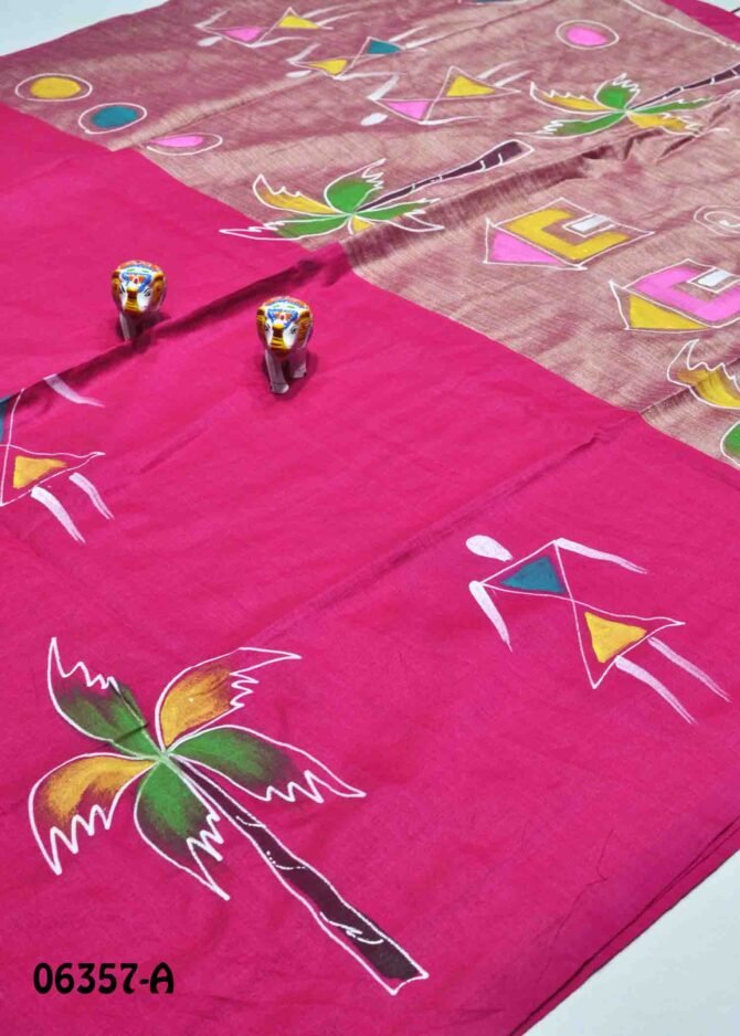 Neha - 06357-A Pink Color Summer Cool Wax Printed Handloom Cotton Saree CM1234488  (LR6B)