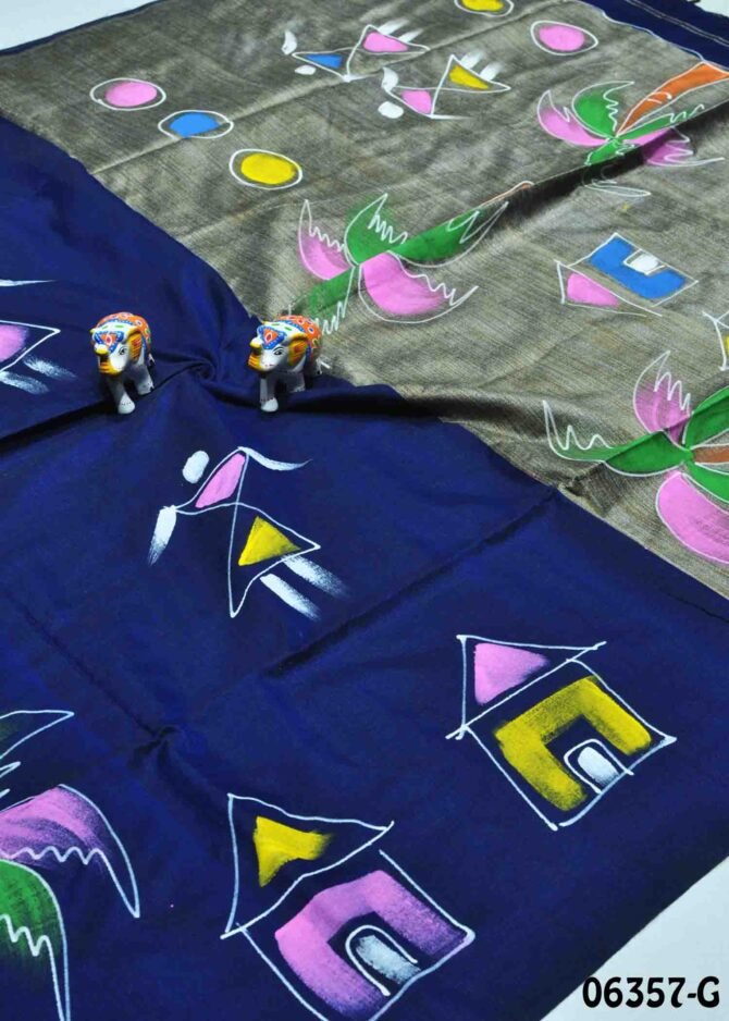 Neha - 06357-G Royal Blue Color Summer Cool Wax Printed Handloom Cotton Saree CM1234488  (LR6B)