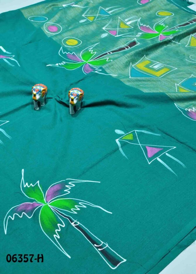 Neha - 06357-H Turtle Green Color Summer Cool Wax Printed Handloom Cotton Saree CM1234488  (LR6B)