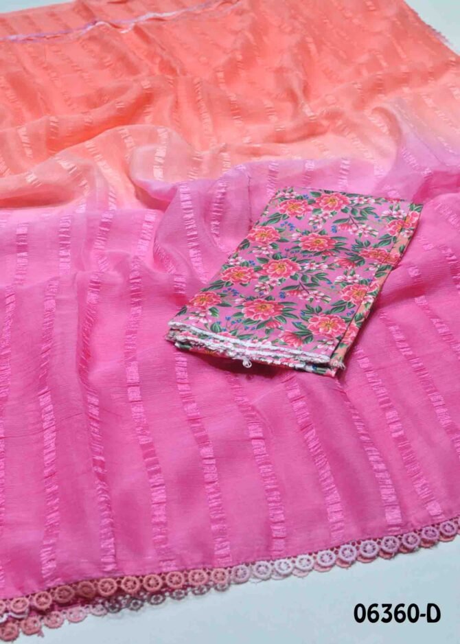 Naseera -06360-D Peach With Pink  Color Elagant Soft Chiffon Saree CM1223186 [LR6B]