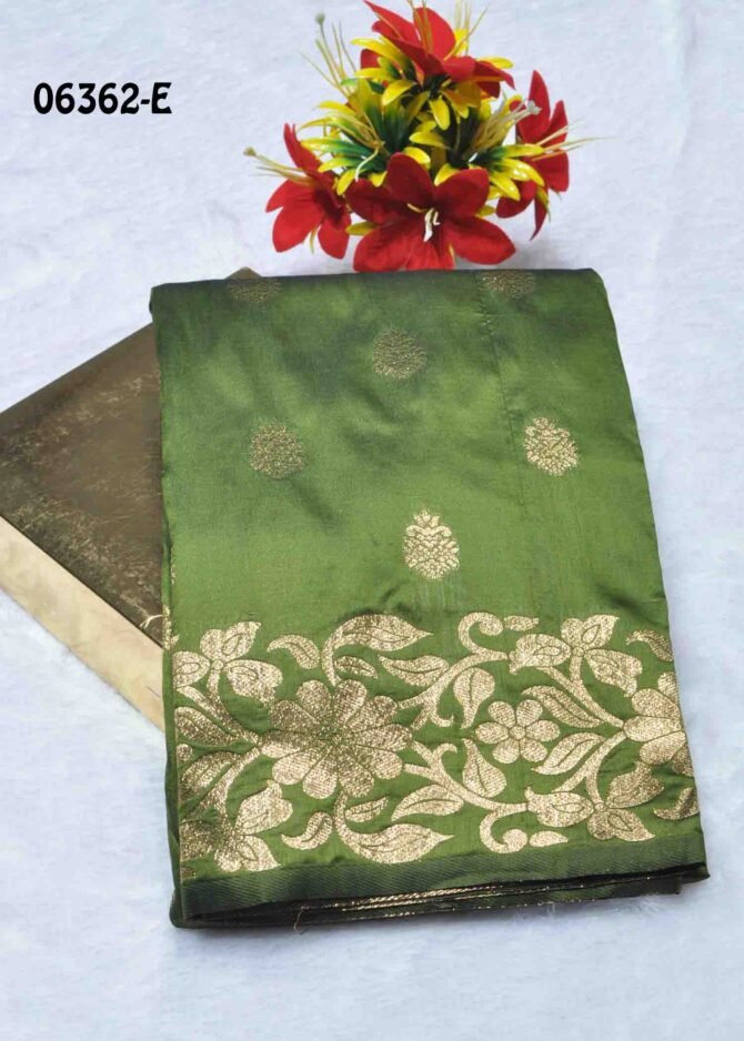 Aadhirai -06362-E Grasshopper Green Color Brocade Printed Traditional Wear Banarasi  Saree CM1237570 [LR5C]