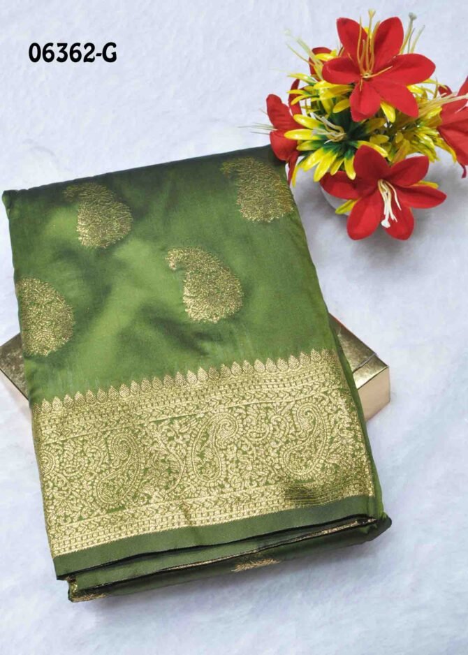Aadhirai -06362-G Grasshopper Green Color Brocade Printed Traditional Wear Banarasi  Saree CM1237570 [LR5C]