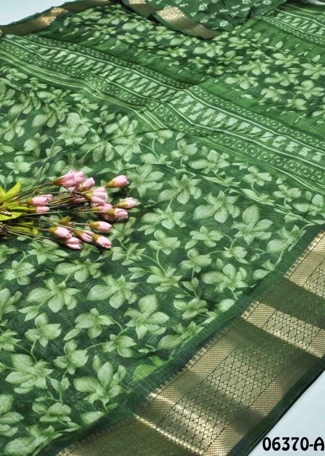 Saveetha -06370-A  Green Color Elegant Look Fancy Synthetic Cotton Saree CM1225543 (LR7B)