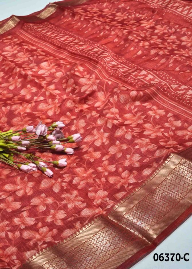 Saveetha -06370-C Red Color Elegant Look Fancy Synthetic Cotton Saree CM1225543 (LR7B)