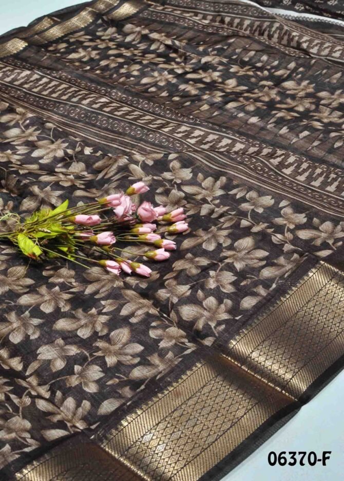 Saveetha -06370-F Dark Brown Color Elegant Look Fancy Synthetic Cotton  Saree CM1225543 (LR7B)