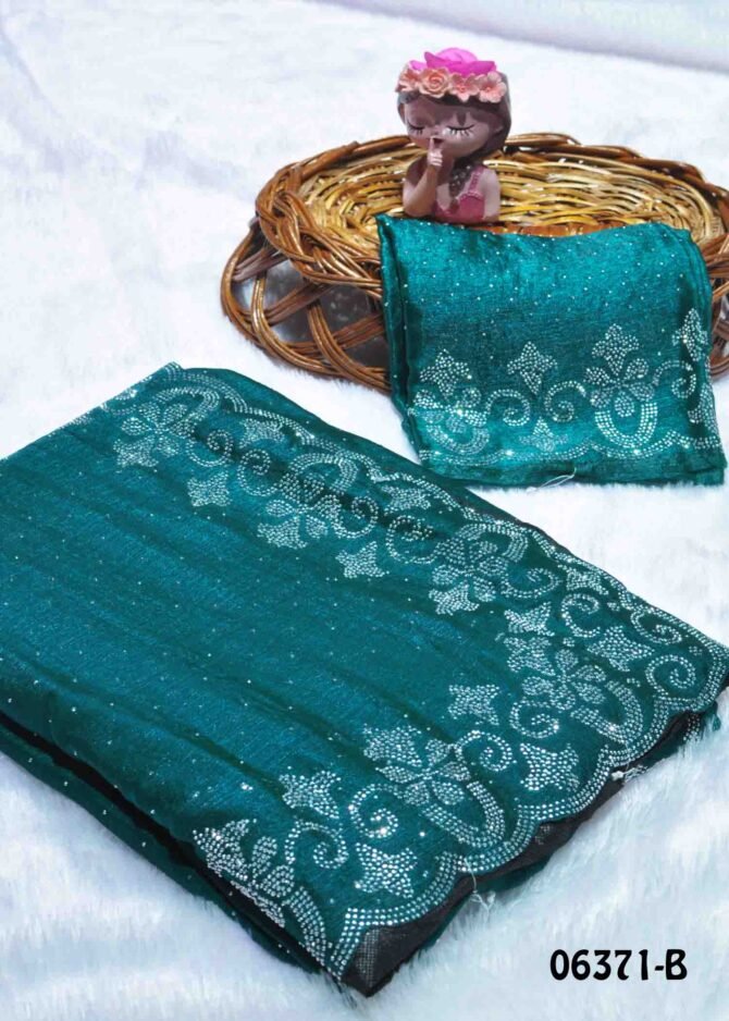 Sri -06371-B Ocean Blue Color Beautiful Design Jimmy-Choo Saree CM1238776 (LR7B)