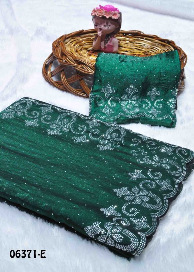Sri -06371-E Racing Green Color Beautiful Design Jimmy-Choo Saree CM1238776 (LR7B)