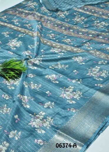Saanvika -06374-A  Cornflower Blue Color Floral Printed Dola Silk Saree CM1237255 (LR7E)