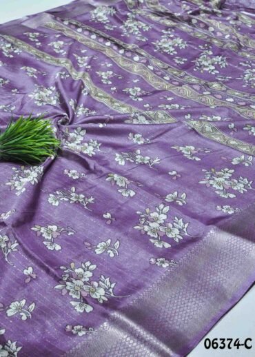 Saanvika -06374-C Iris Purple Color Floral Printed Dola Silk Saree CM1237255 (LR7E)