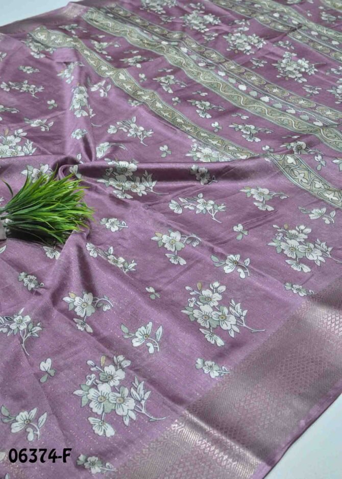 Saanvika -06374-F Mauve Purple Color Floral Printed Dola Silk Saree CM1237255 (LR7E)