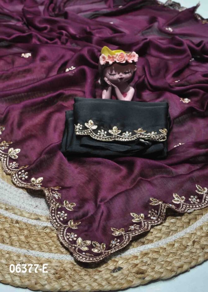 Dharshini -06377-E Purple Color Elagant Chiffon Saree CM1209009 [LR8B]