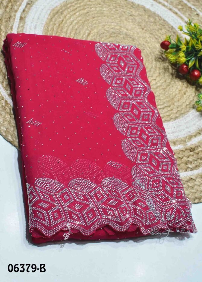 Desika -06379-B Raspberry Pink Color Heavy Stone Work Beautiful Georgette Saree CM1233964 [LR8B]