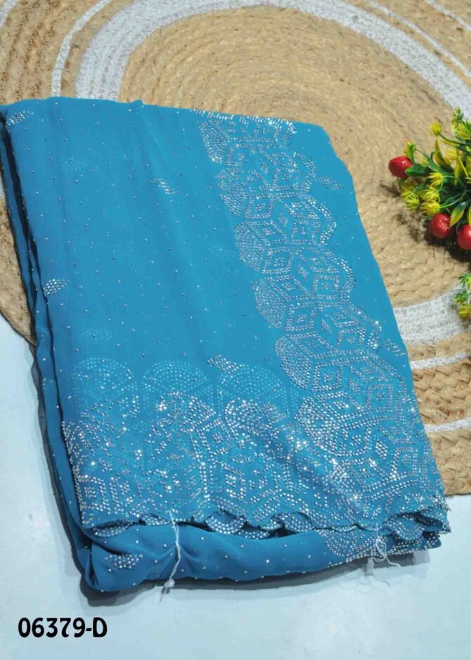 Desika -06379-D Turquoise Blue Color Heavy Stone Work Beautiful Georgette Saree CM1233964 [LR8B]