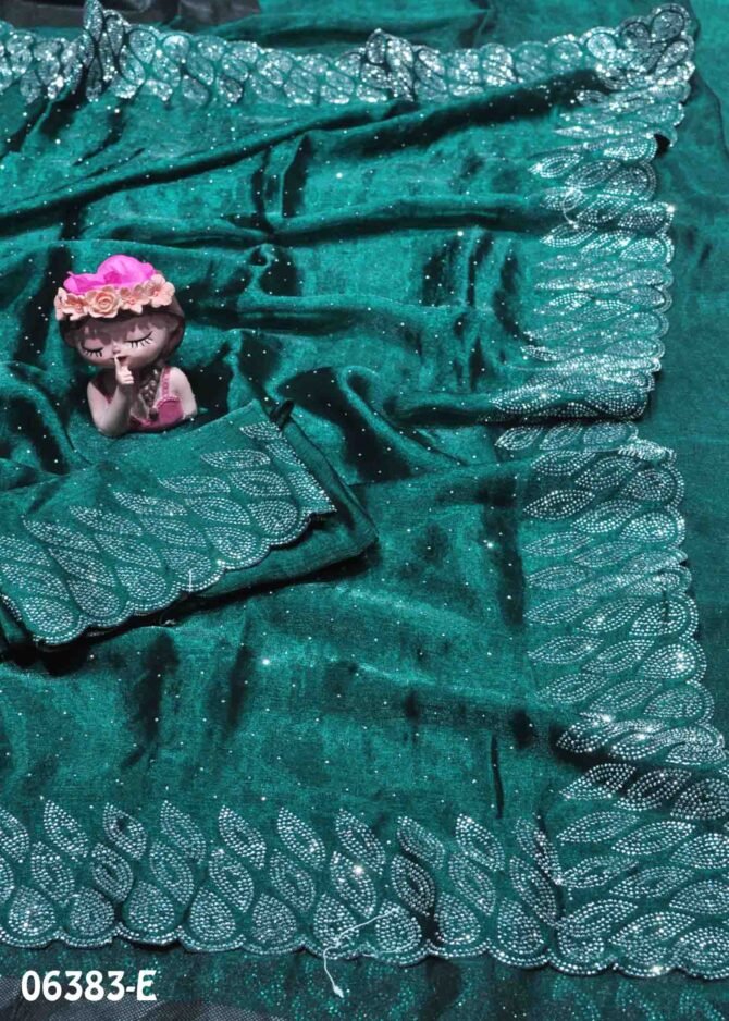 Sarika -06383-E Ocean Green Color Beautiful Design Jimmy-Choo Saree CM1232964 (LR8E)