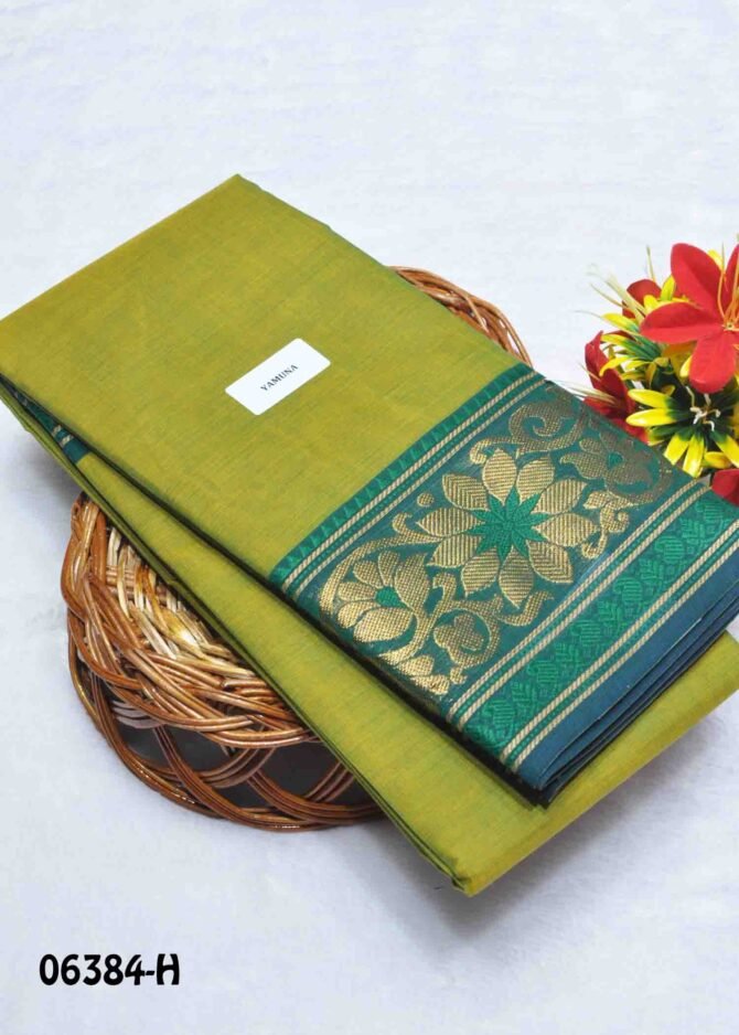 Ganga-06384-H Tea Green Color Traditional Look Chettinad Cotton Saree CM1240295 (LR8C)