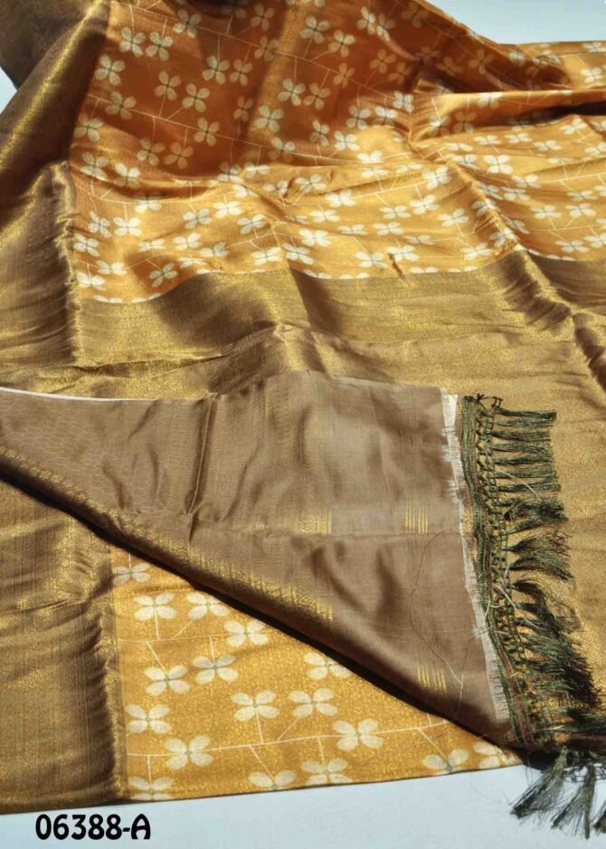 Boomika -06388-A Dijon Yellow Color Floral  Printed Traditioal Look Art Silk Saree CM1221669 (LR9B)