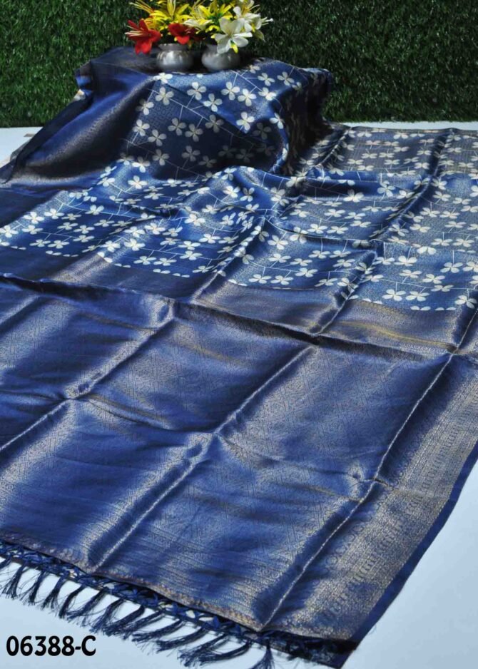 Boomika -06388-C Prussian Blue Color Floral  Printed Traditioal Look Art Silk Saree CM1221669 (LR9B)