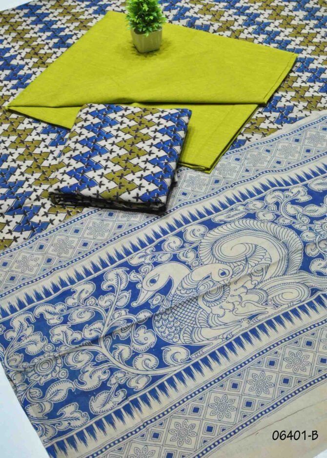 Kaviya - 06401-B  Cactus Green Color Traditional Look South Cotton Salwar Material CM1210956 (RR2B)
