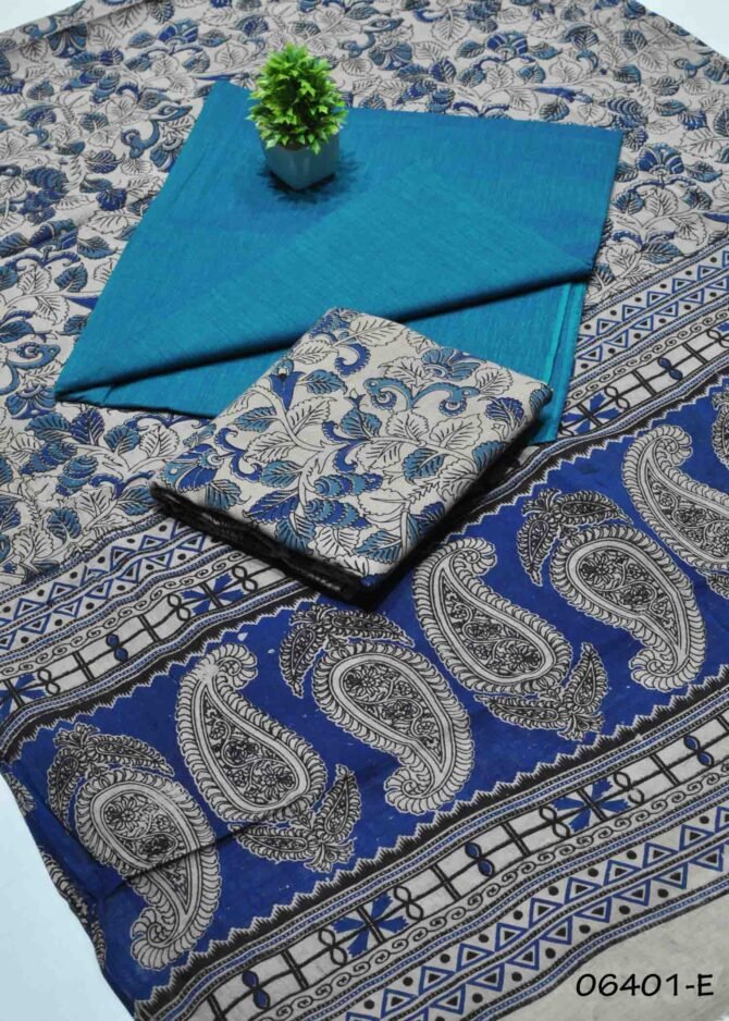 Kaviya - 06401-E Denim Blue Color Traditional Look South Cotton Salwar Material CM1210956 (RR2B)