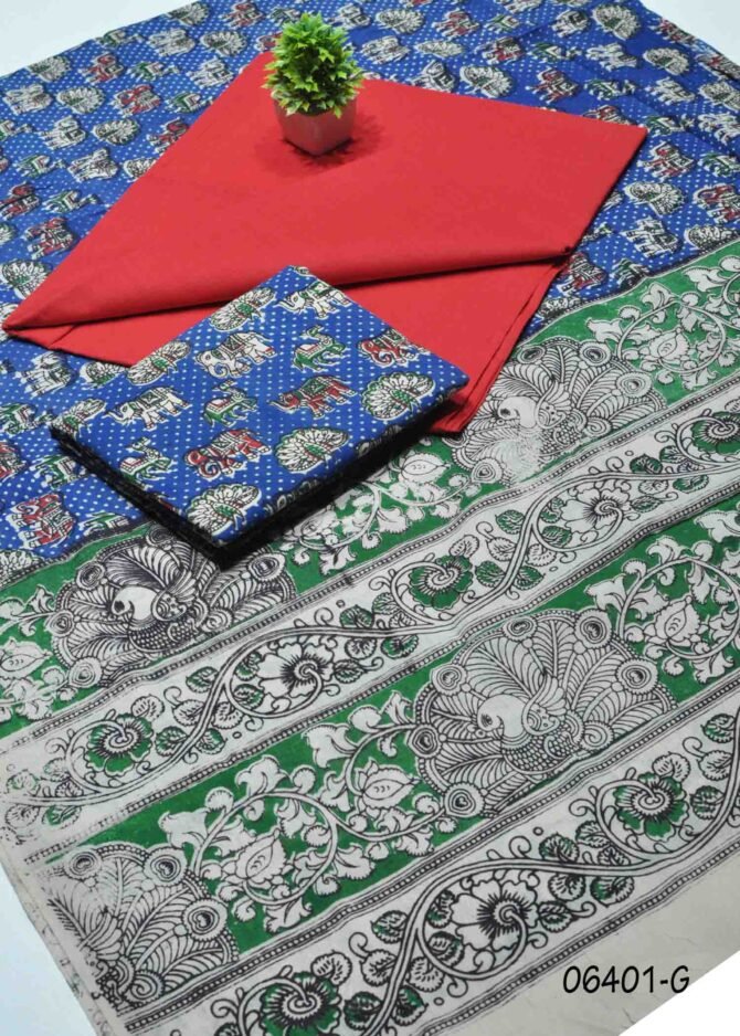 Kaviya - 06401-G Red Color Traditional Look South Cotton Salwar Material CM1210956 (RR2B)
