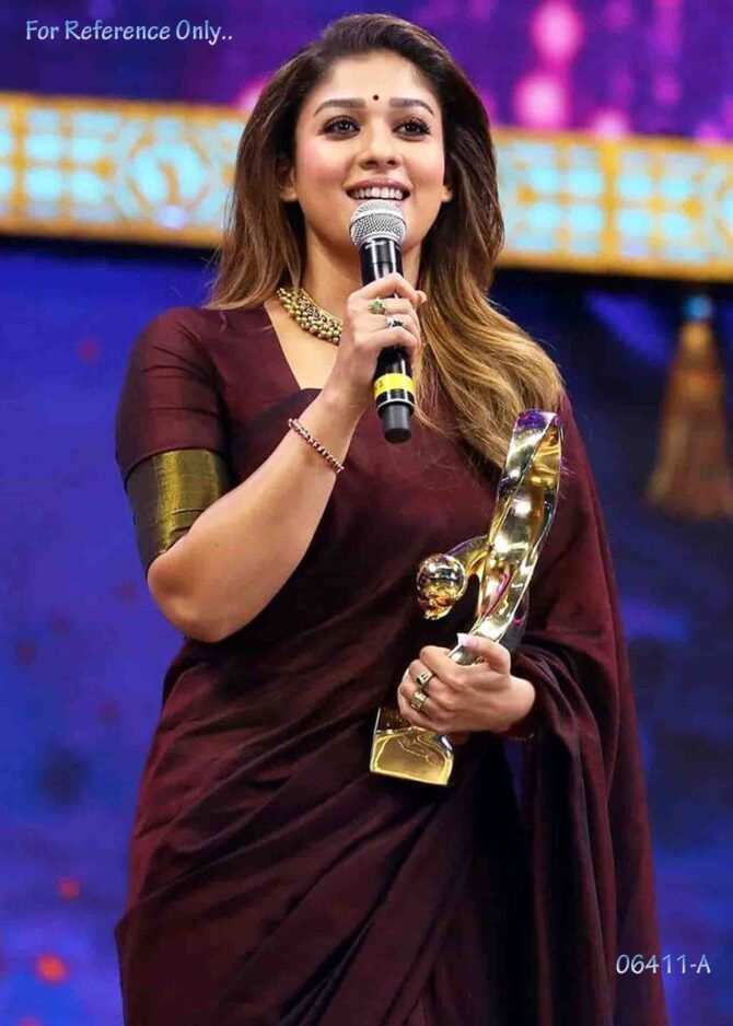06411-A Nayanthara award saree Tissue zari pallu with gold border blouse  (Maroon)  CM1231341 (RR7B)