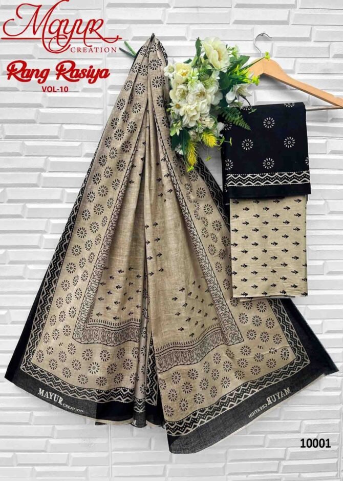 Mayur Rang Rasiya Vol-10 - 10001   Black Color Cotton Salwar Material CM1226314 (RR4C)